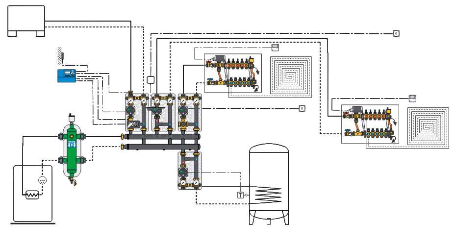 Колектор із сталі для систем опалення Caleffi 550