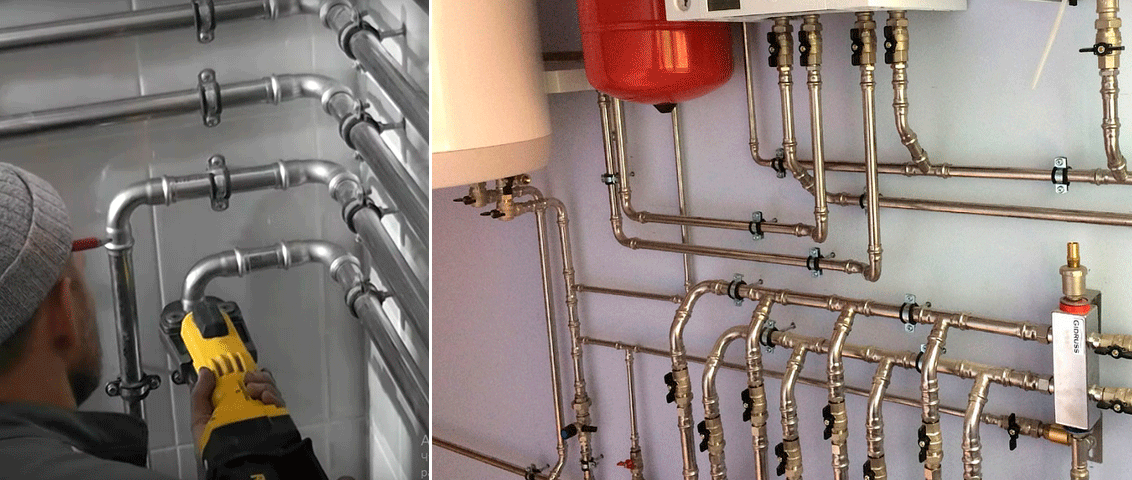 Коліно 90 F-F із нержавіючої сталі Isotubi монтаж