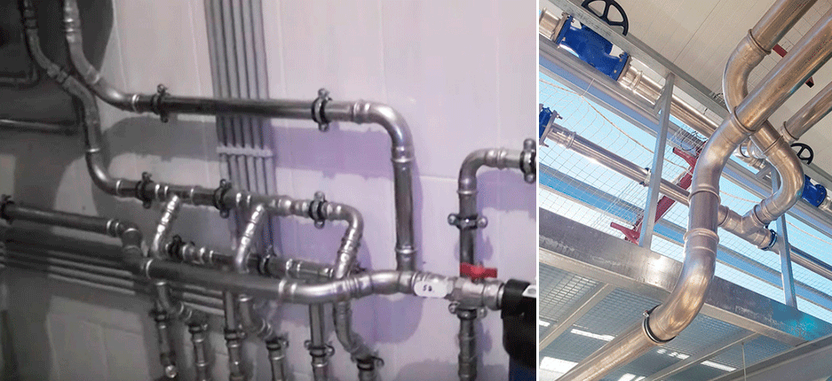 Прес-фітинг із нержавіючої сталі з'єднувальний однорозтрубний кутник Isotubi монтаж