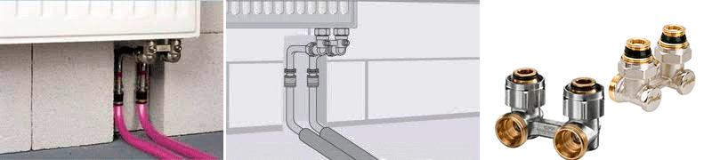 Вузол нижнього підключення радіатора кутовий