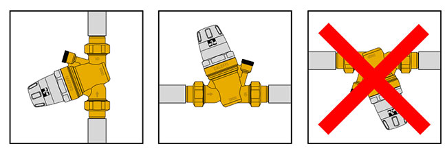 Мембранний редуктор тиску води з манометром та моноблочним змінним картриджем Caleffi 535040 монтаж