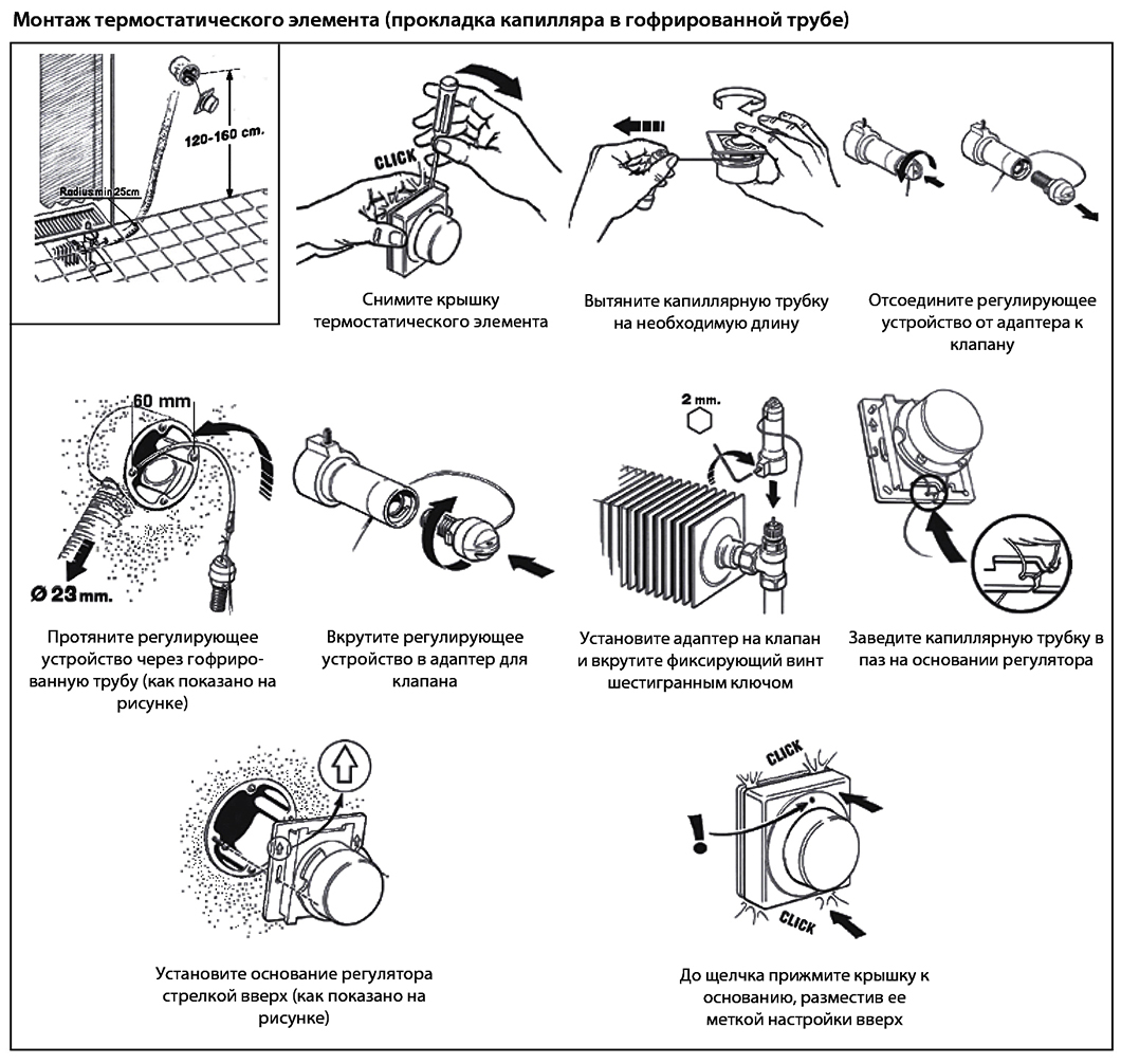 Установка термоголовки з виносним датчиком температури Danfoss RA