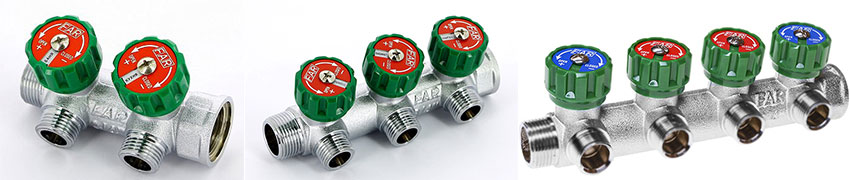 Колектор для води під плоску прокладку з регулюючими вентилями FAR FK 382