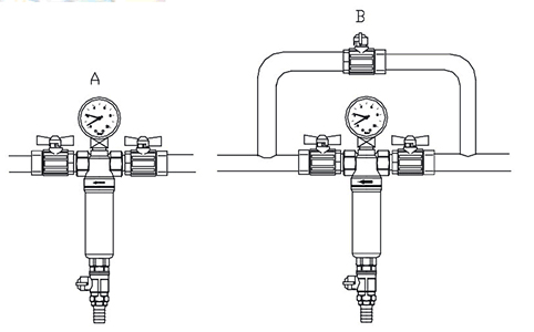 Самопромивний фільтр з манометром Valtec VT.389 монтаж