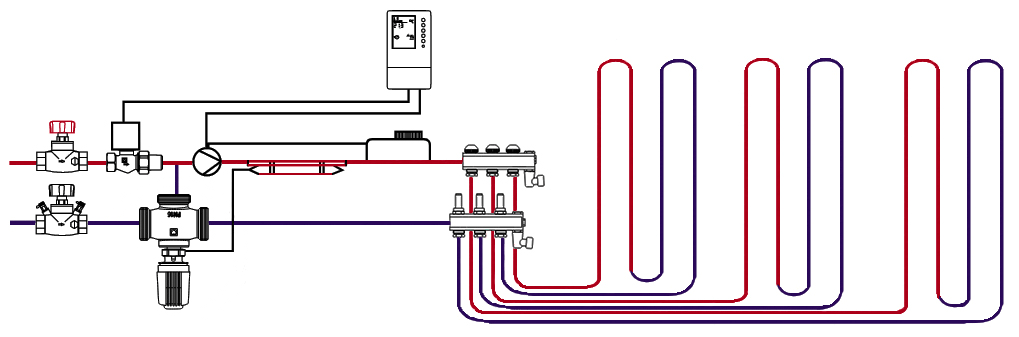 Трехходовой распределительный клапан для теплого пола