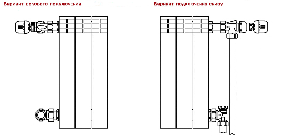підключеня до радіатора термостатичного клапана Valtec VT.049