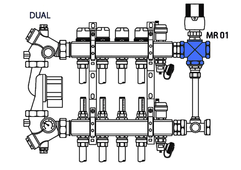 Змішувальний триходовий клапан теплої підлоги Valtec VT.MR01