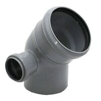Колено (уголок) канализационное 45 градусов с отводом 50 мм влево