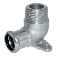 Кутник настінний із зовнішньою різьбою з нержавіючої сталі Raccorderie Metalliche