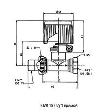 Кран RTL прямий з термоголовкою для теплої підлоги Danfoss FJVR 003L1080