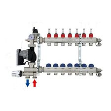 Колектор для теплої підлоги в зборі з насосом FIV, Кількість виходів: 3 виходи