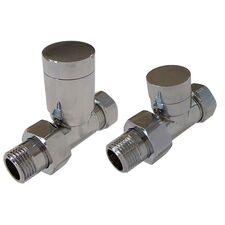 Прямий комплект ручних кранів для радіатора колір хром Schlosser Elegant