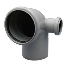 Колено (уголок) канализационное 90 градусов с отводом 50 мм вправо