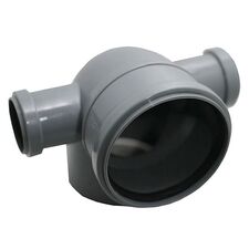 Колено канализационное (уголок) 90 градусов с двумя отводами 50 мм