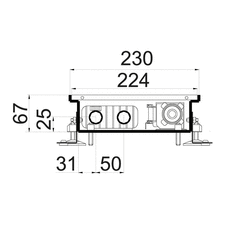 Внутрипольный конвектор с вентилятором Polvax KV, Ширина: 230, Высота: 67, Длина: 1000