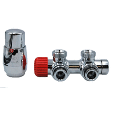 Кутовий хромований комплект радіатора для нижнього підключення Vario term Twins