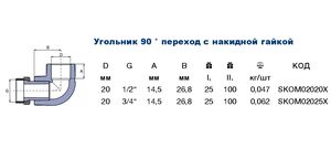 Кутник з накидною гайкою Ekoplastik SKOM