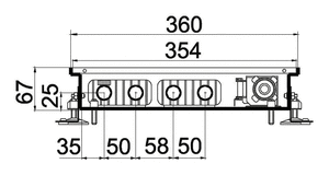 Внутрішньопідлоговий конвектор з вентилятором Polvax KVM Mini 360.67