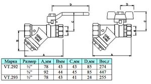 Кран кульовий з вбудованим фільтром Valtec VT.29