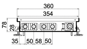 Внутрішньопідлоговий конвектор з вентилятором Polvax KVM Mini 360.78