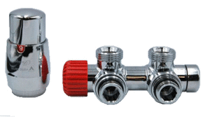 Кутовий хромований комплект радіатора для нижнього підключення Vario term Twins