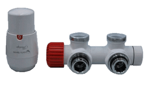 Кутовий білий радіаторний комплект для нижнього підключення Vario term Twins