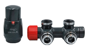 Кутовий радіаторний комплект для нижнього підключення чорного кольору Vario term Twins