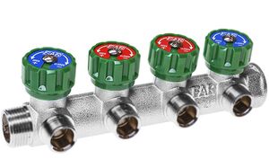 Колектор для води під плоску прокладку з регулюючими вентилями FAR FK 382