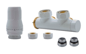 Кутовий комплект радіаторний білий для нижнього підключення Duo-Plex Heat Base