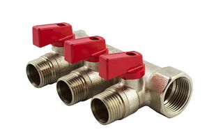 Коллектор для воды с запорными кранами Fado KSR, Размер: 3/4-1/2, Кол-во выходов: 2 выхода