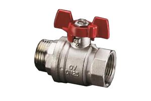 Кульовий кран Oventrop Optibal 10763 з ручкою "метелик" та внутрішньо/зовнішнім різьбленням