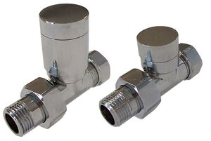 Прямий комплект ручних кранів для радіатора колір хром Schlosser Elegant