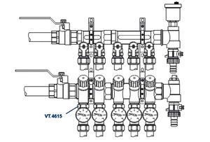 Колекторний трійник з термометром Valtec VT.4615