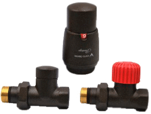 Прямий радіаторний комплект чорного кольору Vario term Royal ROGS0213CFP