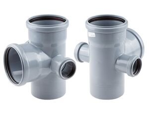 Канализационная двухплоскостная крестовина с двумя отводами 50 мм влво и вправо