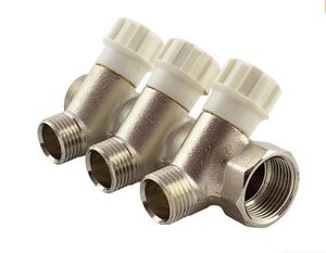 Коллектор для воды с вентилями и наружной резьбой Fado KVR, Размер: 3/4-1/2, Кол-во выходов: 2 выхода