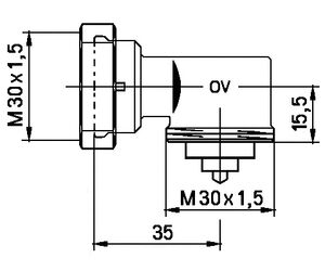 Кутовий адаптер для термоголовок із різьбленням підключення М30х1,5 Oventrop