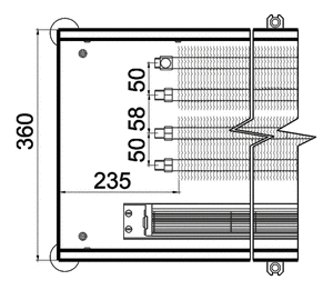 Внутрішньопідлоговий конвектор з вентилятором Polvax KVM Mini 360.78