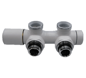 Кутовий регулюючий вузол нижнього підключення білого кольору Vario term Twins