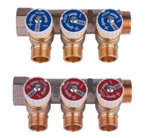 Коллектор для воды Icma с отсекающими вентилями на три выхода