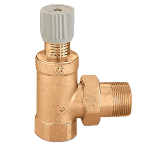 Перепускний кутовий клапан опалення з американкою Caleffi 519