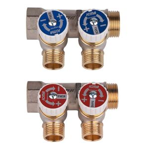 Коллектор для воды Icma с отсекающими вентилями на два выхода