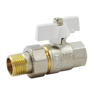 Кульовий прямий кран з американкою Fado KA1W з ручкою "метелик" білого кольору