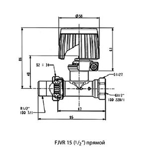 Кран RTL прямий з термоголовкою для теплої підлоги Danfoss FJVR 003L1080