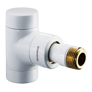 Запірний кутовий кран радіаторний білий Oventrop "Combi E"