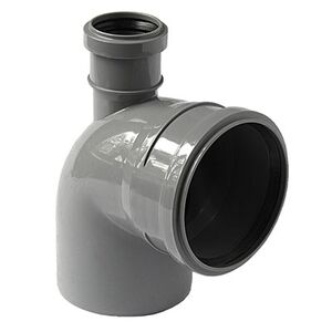 Колено (уголок) канализационное 90 градусов с отводом 50 мм вверх