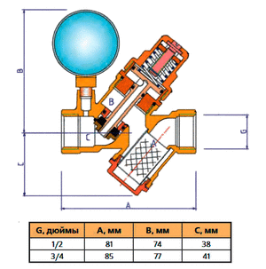 Редуктор давления воды с фильтром и манометром Valtec VT.082